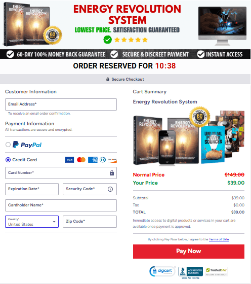 Secure checkout for The Energy Revolution System DIY program